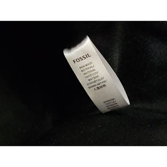 Fossil Women's Rachel Leather Printed Tote Bag Medium Black White Handbag Charm - Picture 14 of 16